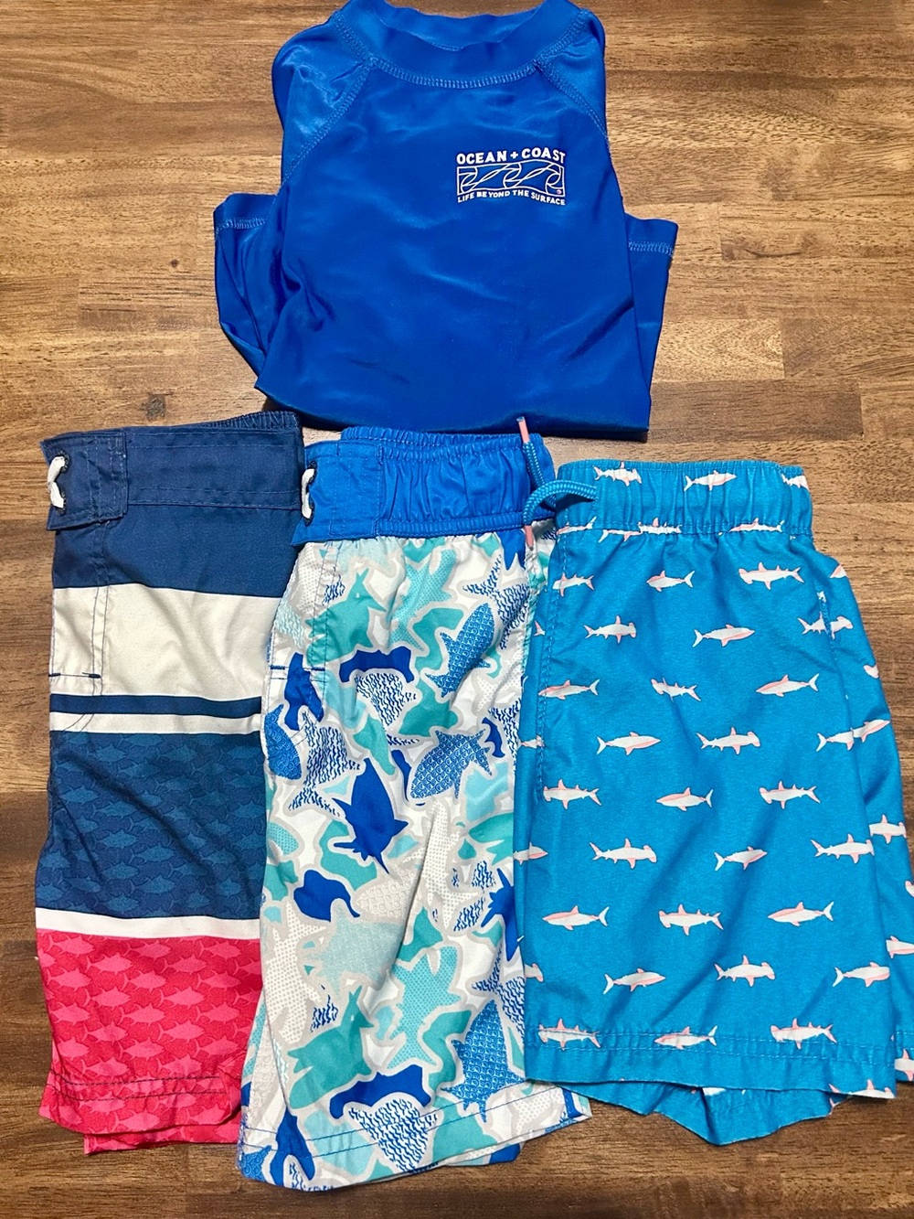 Bundle - Ocean + Coast Blue Rash Guard with 3 Swim Shorts